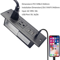 Bureau d'hôtel meubles de conférence 3 USB 2 prises multiprise conducteur en cuivre PVC USA encastré Table à monter en surface