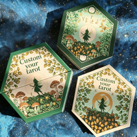 Cartes de tarot hexagonales éducatives personnalisées en papier, boîte rigide avec estampage à chaud doré, guide de jeu familial, cadeau pour jeux d'intérieur