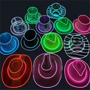 Led <span class=keywords><strong>Hat</strong></span> Party Senior Unieke Hoed Met Verlichting Kleurrijke Holografische Voor Vrouwen Groothandel Custom Logo Goedkope Pet <span class=keywords><strong>Cowboy</strong></span> Hoed - Product Image 1