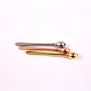 Mini cuchara de metal para cosméticos, palo de maquillaje personalizado con esfera de diamante de oro rosa, embalaje de cosméticos de belleza