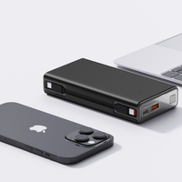 Power Bank 20000mAh 65W PD Pengisian Cepat Teknologi GaN Baterai 21700 Kabel Tipe-C Terintegrasi Kompatibel Laptop Pengisi Daya Portabel