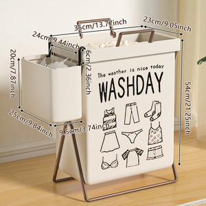 Bathroom Floor-standing Cotton and Linen Dirty Clothes <strong>Basket</strong>, <strong>Foldable</strong> Household Washable Dirty Clothes <strong>Basket</strong> - Product Image 2