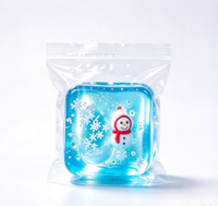 Jouet à presser carré transparent multicolore en TPR de 5,5 cm avec figurine de Père Noël flocon de neige, thème de Noël, bloc anti-stress