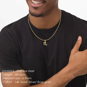 Collana eManco Chic Minimalista con 12 Segni Zodiacali, Catena a Scatola in Acciaio Inossidabile, Colore Oro/Argento 14K, per Appassionate di Astrologia - Product Image 2