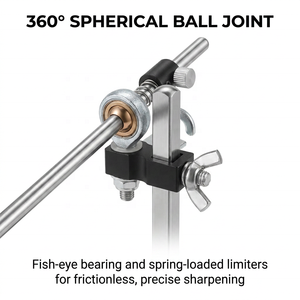 Sistema de afilado de <span class=keywords><strong>cuchillos</strong></span> profesional de ángulo fijo DMD-2268 con 5 piedras de diferentes granos, polea de cuero integrada y rodamiento esférico de 360° - Product Image 4