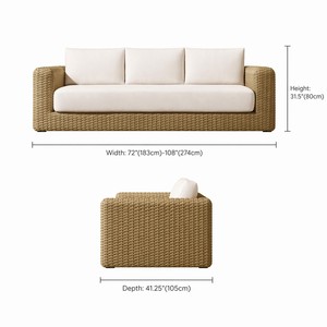 Sofá de mimbre para exteriores, resistente a la intemperie, con diseño envolvente, para proyectos de terrazas de villas de alta gama. - Product Image 2