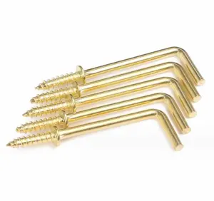 Customized Stainless Steel Brass Cup Square Hooks L-shaped Metal I-shaped Screw Hook