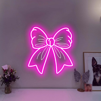 Enseigne néon LED murale en forme de dessin animé mignon (Nœud, Étoile, Nuage, Lune, Flamant rose) pour décoration de chambre à coucher