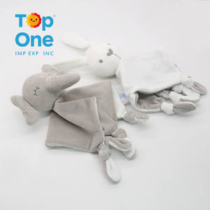 Top One personnalisé coton biologique bébé en peluche lapin en peluche couverture bébé avec tête d'éléphant/ours endormi - Product Image 1