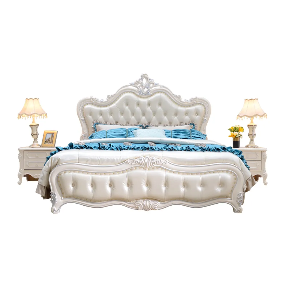 Venta caliente Simple diseños de cama moderno cama de plataforma princesa
