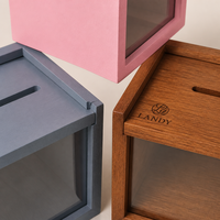 Boîte à Économies de Luxe en Bois de Paulownia Massif Style Nordique, Imprimée UV et Gravée, avec Fenêtre Transparente pour l'Éducation des Enfants, Shandong