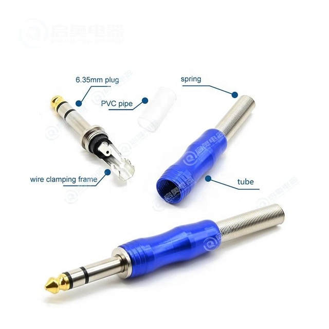 Qi Ao JY21-1046 1/4 Inch Mono Jack 6.35mm Male Plug Audio and Music Equipment Accessory Connector