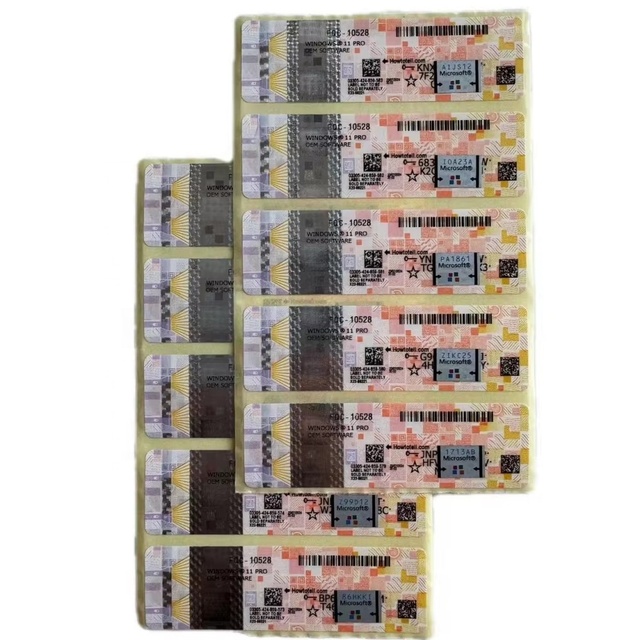 New Product Win 11 Pro Pink Colour Coa Sticker Global Online Activation(1 Pack= 10 Pcs) Lifetime Warranty