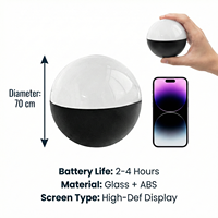 Lámpara de Bola de Cristal Moderna Inteligente con WiFi, Reproductor de Video Digital de 7 cm, Luz Nocturna, Control por Aplicación, Decoración de Escritorio Portátil con Batería