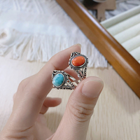 Nouvelle arrivée 925 bague en argent Sterling avec pierre d'opale naturelle Design spécial Style rétro pour femme cadeau