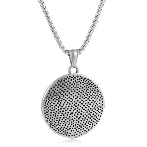 <b>Titanium</b> Steel Animal Kylin Pendant 24mm Round Silver Necklace For Men Everyday Wear - Product Image 2