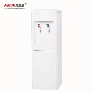 Vertical water dispenser with refrigerator freezer compression refrigeration cooling hot warm water simple type