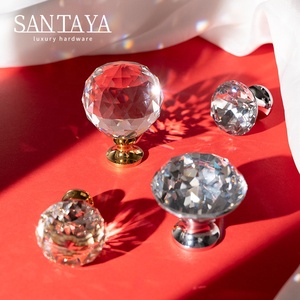 Ручка для кухонного шкафа Santaya Crystal: роскошная прозрачная ручка в форме бриллианта для гардероба, комода, ящика, мебельная ручка с одним отверстием - Product Image 2