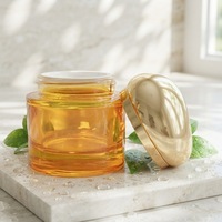 Pot cosmétique cylindrique rond en verre vide pour crème, 30G 50G 100G, avec couvercle à vis doré