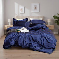 Parure de lit 3 pièces Home Comforter : Housse de couette et drap plat 200TC 100% microfibre polyester uni, 220*240cm, Japon