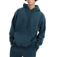Hoodie & Sweatshirt Pria Ukuran Besar Vintage Hitam Polos Unisex Bahan Tebal Acid Wash Oversized