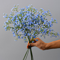Fleurs artificielles en caoutchouc souple à 3 branches, effet toucher réel, gypsophile en soie, pour bouquet de mariage, décoration intérieure, vente en gros