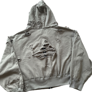 TKAN533 Custom Heavyweight 500Gsm French Terry Vintage Washed Boxy Distressed Hoodies Streetwear <b>Oversized</b> Hip Hop Zip up Hoodie - Product Image 4