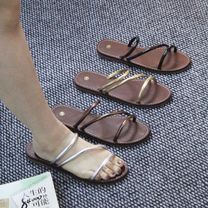 Sandales et pantoufles d'été tendance pour femmes, plates, décontractées, respirantes, légères, pour l'extérieur - Product Image 1