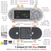 Modul T-Embed CC1101 Plus ESP32-S3 LCD 1.9 inci PN532 NFC RFID Transceiver RF Sub-1GHz untuk Elektronik Konsumen Flipper Zero
