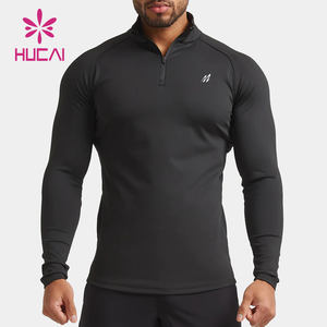 Individuell anpassbares Langarm-Kompressionsshirt für Herren mit Viertel-Reißverschluss, Trichterhals und leichter, muskelbetonter Slim-Fit-Passform für das Fitnessstudio - Product Image 2