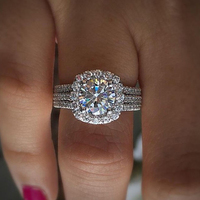 CAOSHI Nouveauté Bijoux Femme Tendance Simple Bague de Mariage Torsadée Plaqué Argent Brillant Éternité CZ Imitation Moissanite