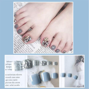 24 <span class=keywords><strong>faux</strong></span> <span class=keywords><strong>ongles</strong></span> d'orteils gris en ABS à couverture complète, pour femme, avec boîte de beauté - Product Image 6