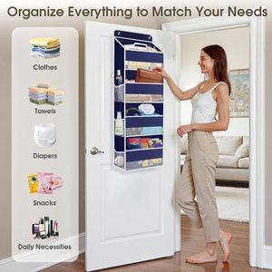 Over The Door Organizer 10 Pockets Blue Hanging <b>Storage</b> With Clear Window For Closet Bathroom Bedroom Organizing - Product Image 6