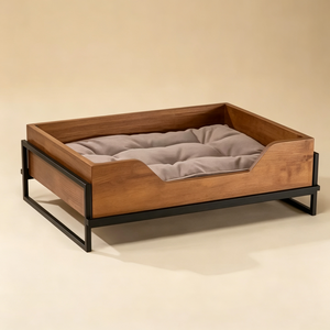 Cama de madera al por mayor para perros y gatos con cojín, sofá elevado de madera contrachapada para perros, muebles para mascotas con estructura metálica elevada - Product Image 2