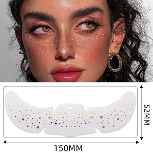 Autocollant de tatouage temporaire pour le visage, effet taches dorées scintillantes, pour maquillage de fête et beauté scénique - Product Image 1