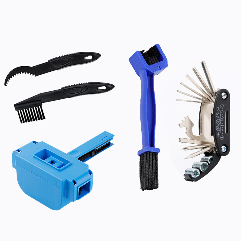 Limpiador de cadenas, cepillo azul para cadenas, cepillo pequeño azul, herramienta 16 en 1.