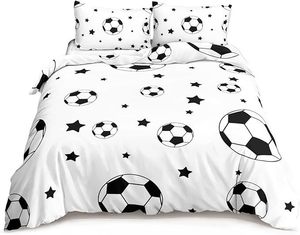 New 3pcs Bedding Set Machine Washable Soft Pillowcase Digital Printing Cartoon <strong>Football</strong> Pattern Polyester <strong>Duvet</strong> <strong>Cover</strong> - Product Image 6