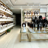 Présentoir de Luxe Doré pour Perruques, Support de Rangement Commercial pour Mannequins de Salon de Coiffure, Meuble d'Exposition de Perruques