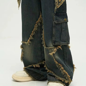 High Street Wear Boys & Men's Women's Vintage Medium Wash Mid Waist Straight Cotton Denim <b>Jeans</b> - Product Image 1