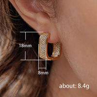 Pendientes de Aro de Lujo Ligero con Microincrustaciones de Circonita, Joyería Vintage de Cobre de Moda con Patrón Geométrico Hechos de Latón para Mujer