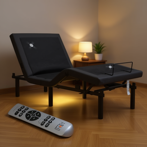 Dual Motors Electric <b>Lift</b> <b>Bed</b> 397lbs Capacity With 2 Point Massage Wireless Remote Control Modern Design Fabric Steel Frame - Product Image 2