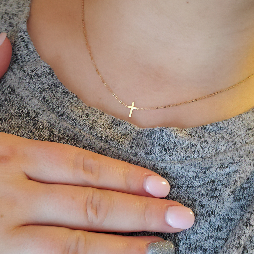 FDEETY 18K gouden mini-kruisarmband roestvrij stalen ketting koper met