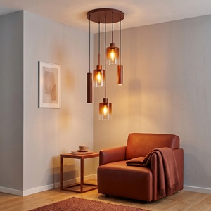 Wholesale Copper Color Modern Hanging Chandelier 5-Light Design with <strong>Spotlights</strong> for <strong>Kitchen</strong>, <strong>Bar</strong>, Retail Store Decoration - Product Image 1
