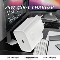 Chargeur mural USB-C PD Mini AC 100-240V/50/60Hz Chargeur rapide pour la maison Adaptateur 25W Téléphones mobiles Alimentation électrique PC Ignifuge