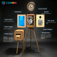 Photomaton en bois double face avec iPad et écran tactile de 18,5 pouces, compatible DSLR, pour usage commercial et location