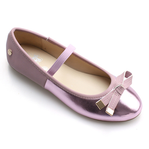 2022 Fashion Girls moda di base tendenze economiche scuola metallizzata PU bow beige PU soletta fodera piatta scarpe per bambini - Product Image 6