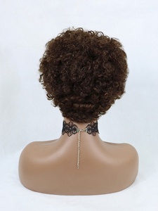 Tóc con người không ren Tóc Giả 6 "xoăn PIXIE Tóc Giả #4 màu nâu Tóc Ngắn Tóc giả bên bán nóng - Product Image 6