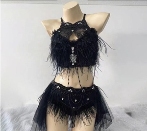 Ensemble de bikini de mode européenne et américaine, costume de scène pour chanteur de festival de musique électronique, robe courte sexy pour soirée dansante - Product Image 1