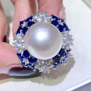 Anillo de Plata Pura 925 de Alta Calidad con Perla Edison de 14-15 mm, Ligeras Imperfecciones, Fuente Transfronteriza - Product Image 1