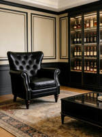 Fauteuil Cigare en Cuir Huilé Style Rétro Américain 1919, Fauteuil Godfather, Canapé Capitonnée Mid-Century Whiskey pour Salon